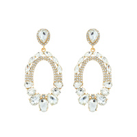 EVENING GLAM CRYSTAL GEM CHANDELIER LONG DROP EARRINGS