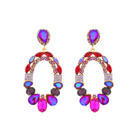 EVENING GLAM CRYSTAL GEM CHANDELIER LONG DROP EARRINGS
