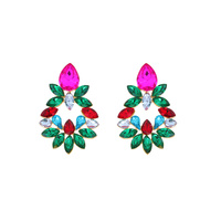 EVENING GLAM OPEN TEARDROP CRYSTAL GEM MARQUIS CLUSTER DROP EARRINGS