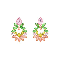 EVENING GLAM OPEN TEARDROP CRYSTAL GEM MARQUIS CLUSTER DROP EARRINGS