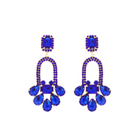CRYSTAL GEM ARCH CLUSTER CHANDELIER LONG DROP EARRINGS