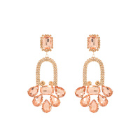 CRYSTAL GEM ARCH CLUSTER CHANDELIER LONG DROP EARRINGS