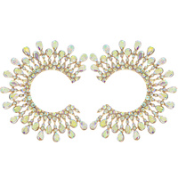 TEARDROP SUNBURST OPEN CIRCLE CRYSTAL STUD EARRINGS