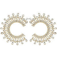 TEARDROP SUNBURST OPEN CIRCLE CRYSTAL STUD EARRINGS