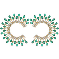 TEARDROP SUNBURST OPEN CIRCLE CRYSTAL STUD EARRINGS