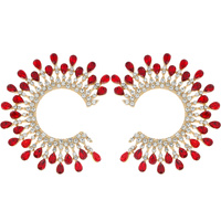 TEARDROP SUNBURST OPEN CIRCLE CRYSTAL STUD EARRINGS