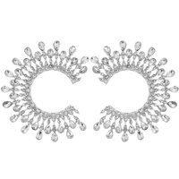 TEARDROP SUNBURST OPEN CIRCLE CRYSTAL STUD EARRINGS