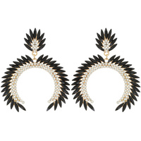 CRYSTAL LEAF CLUSTER ARCH SHAPED DANGLE AND DROP EARRINGS