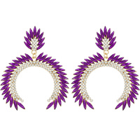 CRYSTAL LEAF CLUSTER ARCH SHAPED DANGLE AND DROP EARRINGS