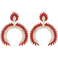 CRYSTAL LEAF CLUSTER ARCH SHAPED DANGLE AND DROP EARRINGS