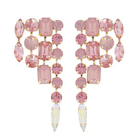CRYSTAL GEMSTONE LONG DROP TASSEL EARRINGS