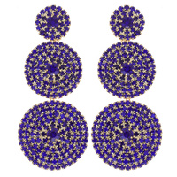 3-TIER CRYSTAL RHINESTONE DISC LONG DROP EARRINGS