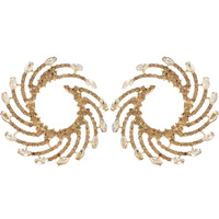 SPIRAL FAN OPEN CIRCLE MULTICOLOR CRYSTAL RHINESTONE STUD EARRINGS