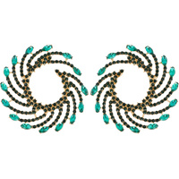 SPIRAL FAN OPEN CIRCLE MULTICOLOR CRYSTAL RHINESTONE STUD EARRINGS
