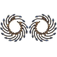 SPIRAL FAN OPEN CIRCLE MULTICOLOR CRYSTAL RHINESTONE STUD EARRINGS