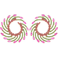 SPIRAL FAN OPEN CIRCLE MULTICOLOR CRYSTAL RHINESTONE STUD EARRINGS