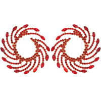 SPIRAL FAN OPEN CIRCLE MULTICOLOR CRYSTAL RHINESTONE STUD EARRINGS