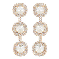 3-TIER TRIPLE HALO LONG DROP CRYSTAL EARRINGS