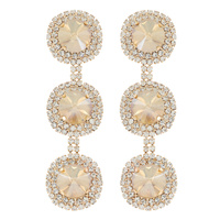 3-TIER TRIPLE HALO LONG DROP CRYSTAL EARRINGS