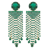 2-TIER DANGLE AND DROP CRYSTAL TASSEL EARRINGS