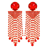 2-TIER DANGLE AND DROP CRYSTAL TASSEL EARRINGS