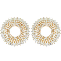 CRYSTAL OPEN CIRCLE BAGUETTE FAN STUD EARRINGS