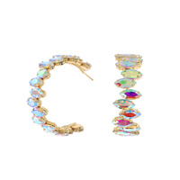 CRYSTAL GEMSTONE OPEN HOOP EARRINGS