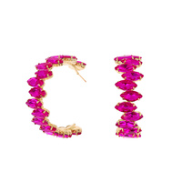 CRYSTAL GEMSTONE OPEN HOOP EARRINGS