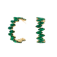 CRYSTAL GEMSTONE OPEN HOOP EARRINGS