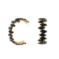 CRYSTAL GEMSTONE OPEN HOOP EARRINGS