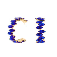 CRYSTAL GEMSTONE OPEN HOOP EARRINGS