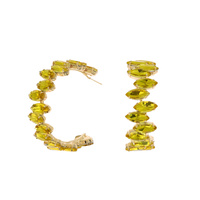 CRYSTAL GEMSTONE OPEN HOOP EARRINGS