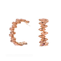 CRYSTAL GEMSTONE OPEN HOOP EARRINGS