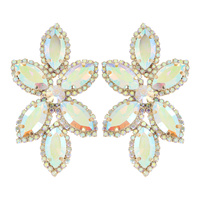 CRYSTAL PAVE FLORAL MARQUISE STONE CLUSTER EARRINGS