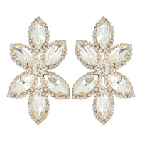 CRYSTAL PAVE FLORAL MARQUISE STONE CLUSTER EARRINGS