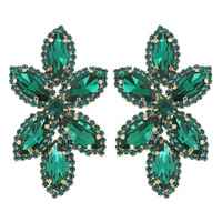 CRYSTAL PAVE FLORAL MARQUISE STONE CLUSTER EARRINGS