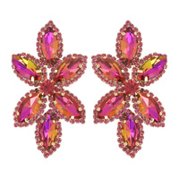 CRYSTAL PAVE FLORAL MARQUISE STONE CLUSTER EARRINGS
