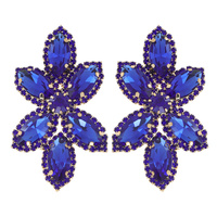CRYSTAL PAVE FLORAL MARQUISE STONE CLUSTER EARRINGS