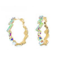 70MM CRYSTAL CLUSTER BAROQUE STYLE HOOP EARRINGS