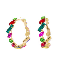 70MM CRYSTAL CLUSTER BAROQUE STYLE HOOP EARRINGS