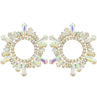 CRYSTAL OPEN CIRCLE BAGUETTE FAN STUD EARRINGS
