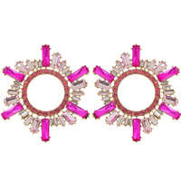 CRYSTAL OPEN CIRCLE BAGUETTE FAN STUD EARRINGS