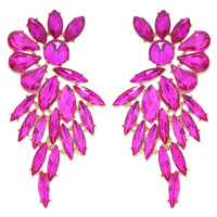 CRYSTAL RHINESTONE PETAL CLUSTER DROP EARRINGS