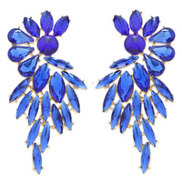 CRYSTAL RHINESTONE PETAL CLUSTER DROP EARRINGS