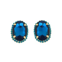 CRYSTAL RHINESTONE OVAL HALO DROP EARRINGS