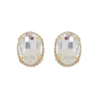 CRYSTAL RHINESTONE OVAL HALO DROP EARRINGS