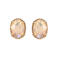 CRYSTAL RHINESTONE OVAL HALO DROP EARRINGS
