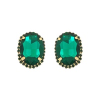 CRYSTAL RHINESTONE OVAL HALO DROP EARRINGS