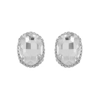 CRYSTAL RHINESTONE OVAL HALO DROP EARRINGS