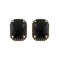 CRYSTAL RHINESTONE OCTAGON CUT HALO DROP EARRINGS